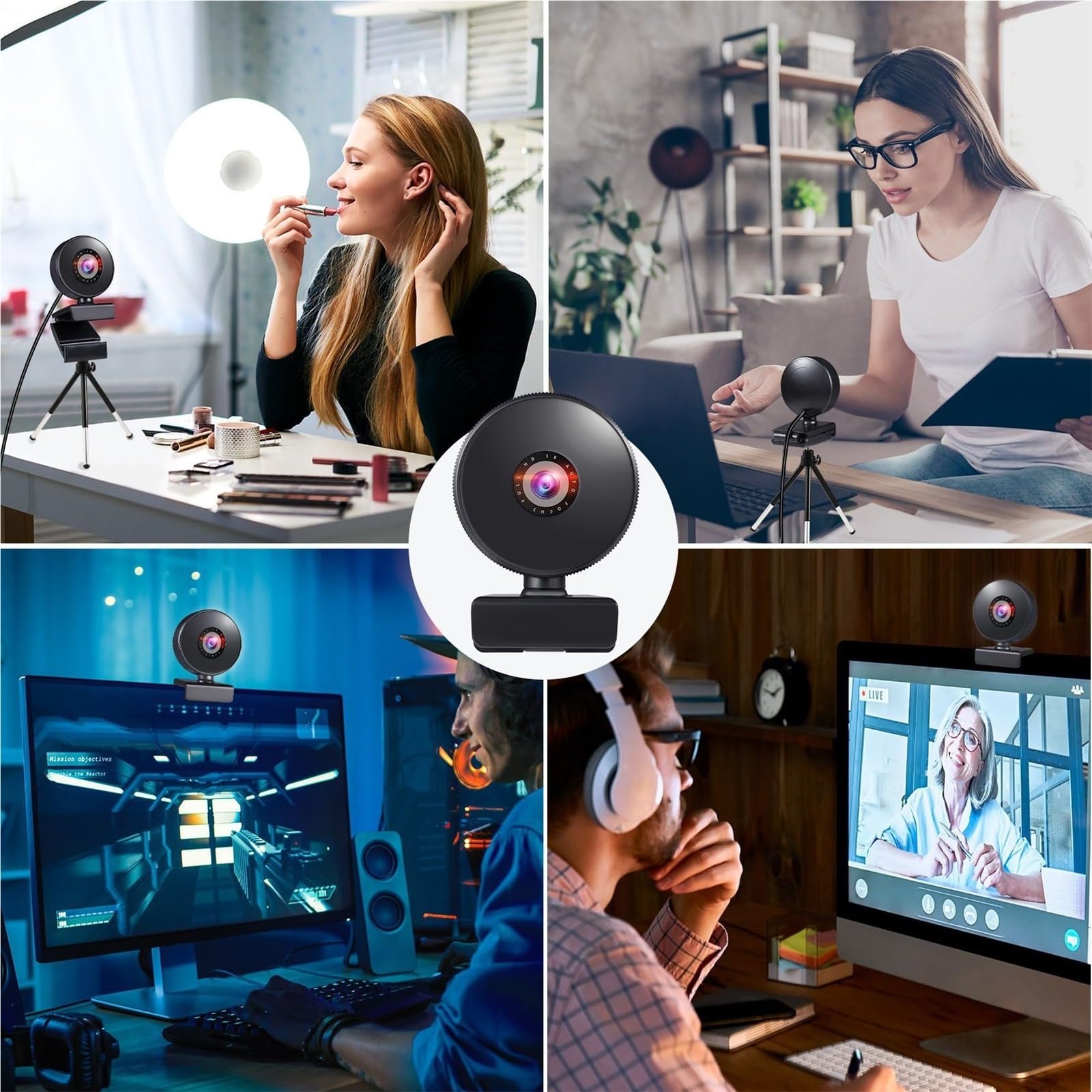 webcam per PC, Webcam 4K 1080P 60fps Con Microfono Mini USB