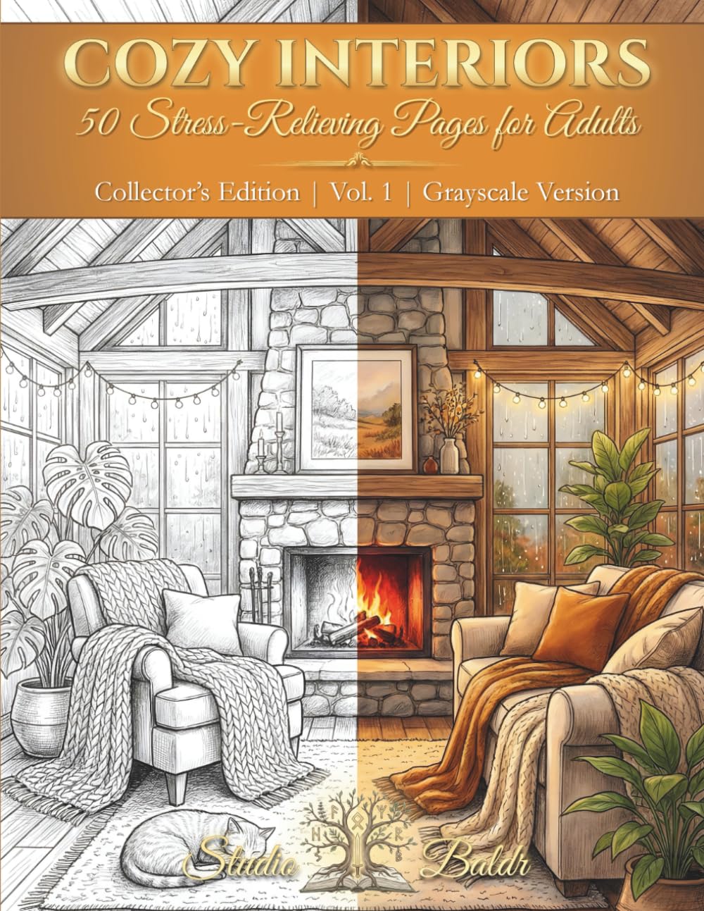 COZY INTERIORS | Collector’s Edition | Vol. 1 | Grayscale Version: 50 Stress-Relieving Pages for Adults