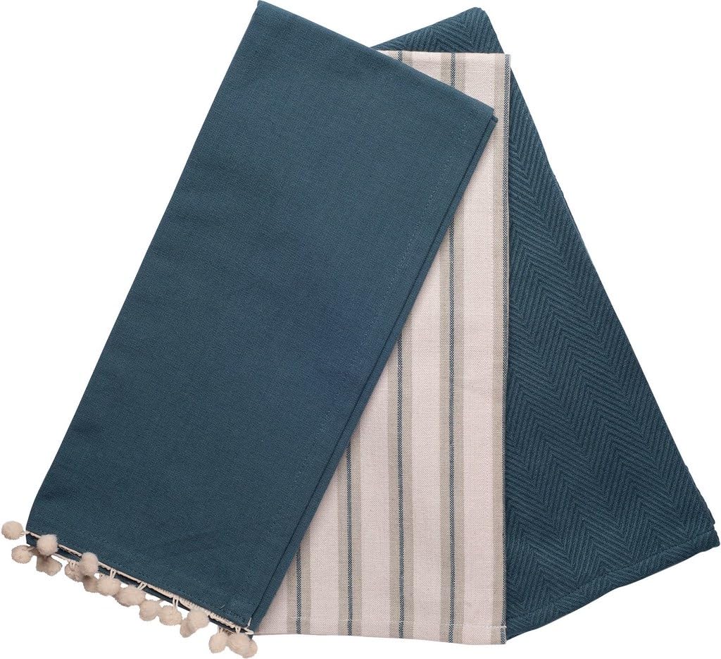 Glaver's Everyday Kitchen Towels, Dish Towels, Tea Towels, and BAR Towels, Hand Towels 3 PK Stripe Mix Stargazer Teal Combo