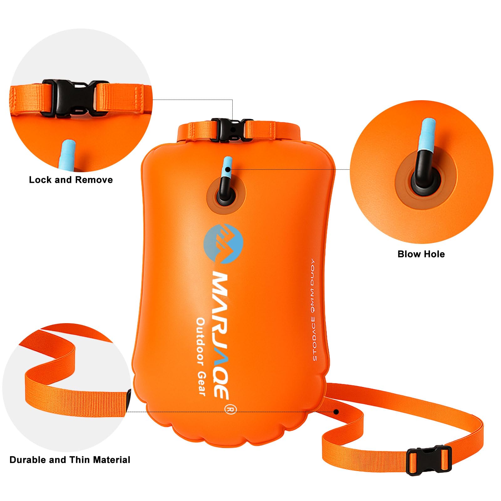 Bolla Natación y Mochila Estanca 20L Boya Hinchable Impermeable para Aguas Abiertas Kayak Triatlón Surf Snorkel
