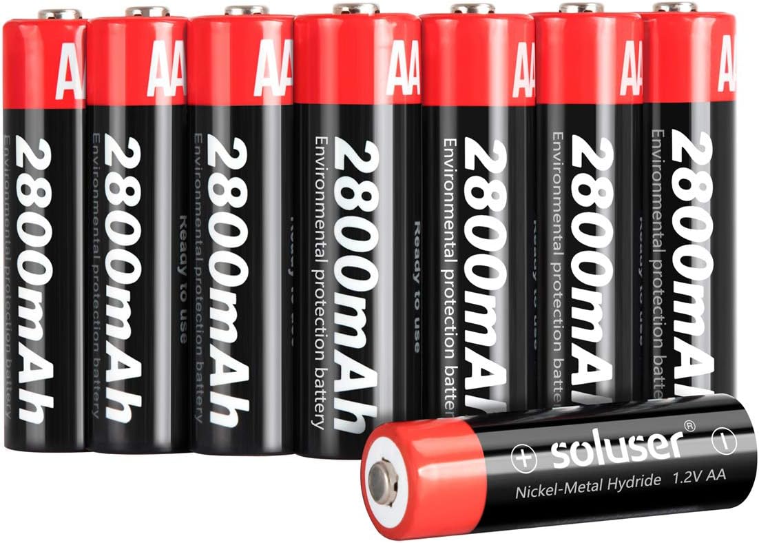 AA Rechargeable Batteries, AA Batteries Rechargeable 2800mAh High-Capacity AA Batteries 1.2V Ni-MH Low Self Discharge 8-Pack