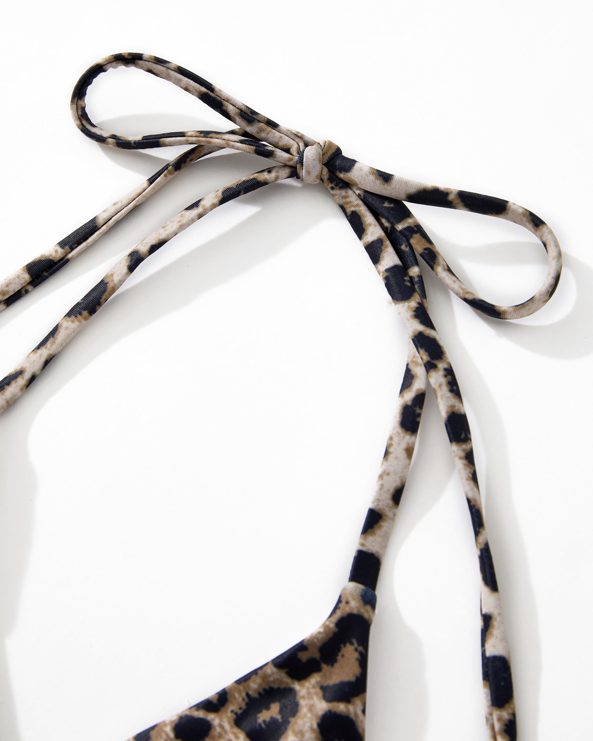 MOSHENGQI Women Sexy Brazilian Bikini 2 Piece Spaghetti Strap Top Thong Swimsuit Bathing Suit: X-Small Leopard-black-1