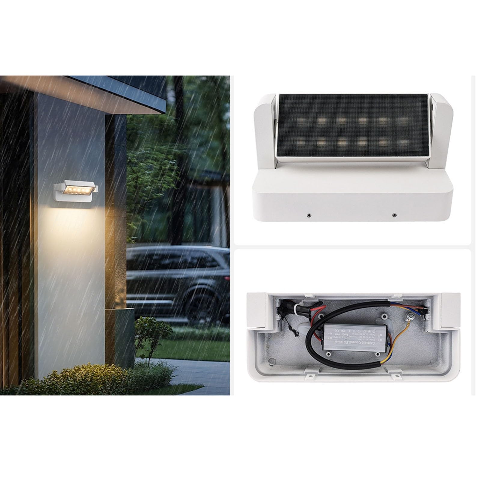 Lampa ścienna LED 24 W, do użytku na zewnątrz, wodoszczelna IP65, lampa werandowa z jasnym, regulowanym i obrotowym o 350 stopni reflektorem do ogrodu, garażu i na podwórko – przyłącze sieciowe