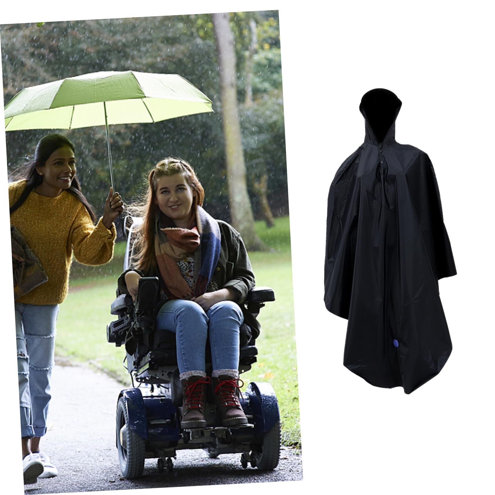GALPADA Mantellina Antipioggia Per Bicicletta Con Cappuccio Poncho Windproof Per Attività Outdoor Blu