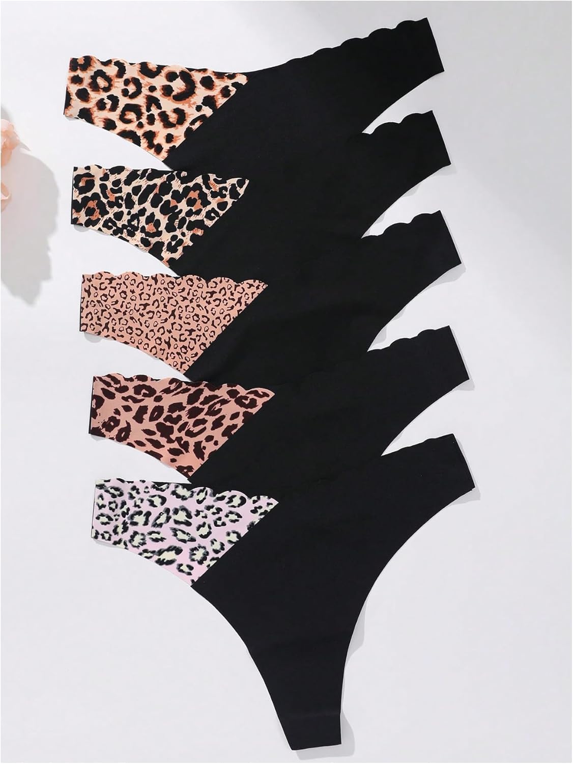 SHENHE Women's Seamless Thongs No Show V Waisted Low Rise Panties Tangas Underwear 5 Pack - Image 5