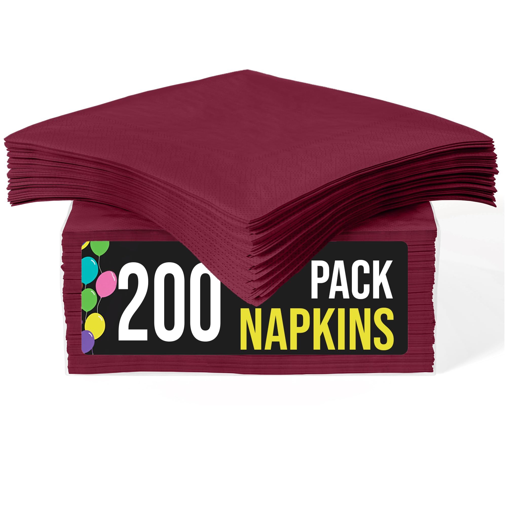 Party Solids Burgundy Paper Napkins Disposable Everyday 200 Pcs 2 Ply Burgundy Dinner Napkins Paper Everyday For Parties & Party Supplies
