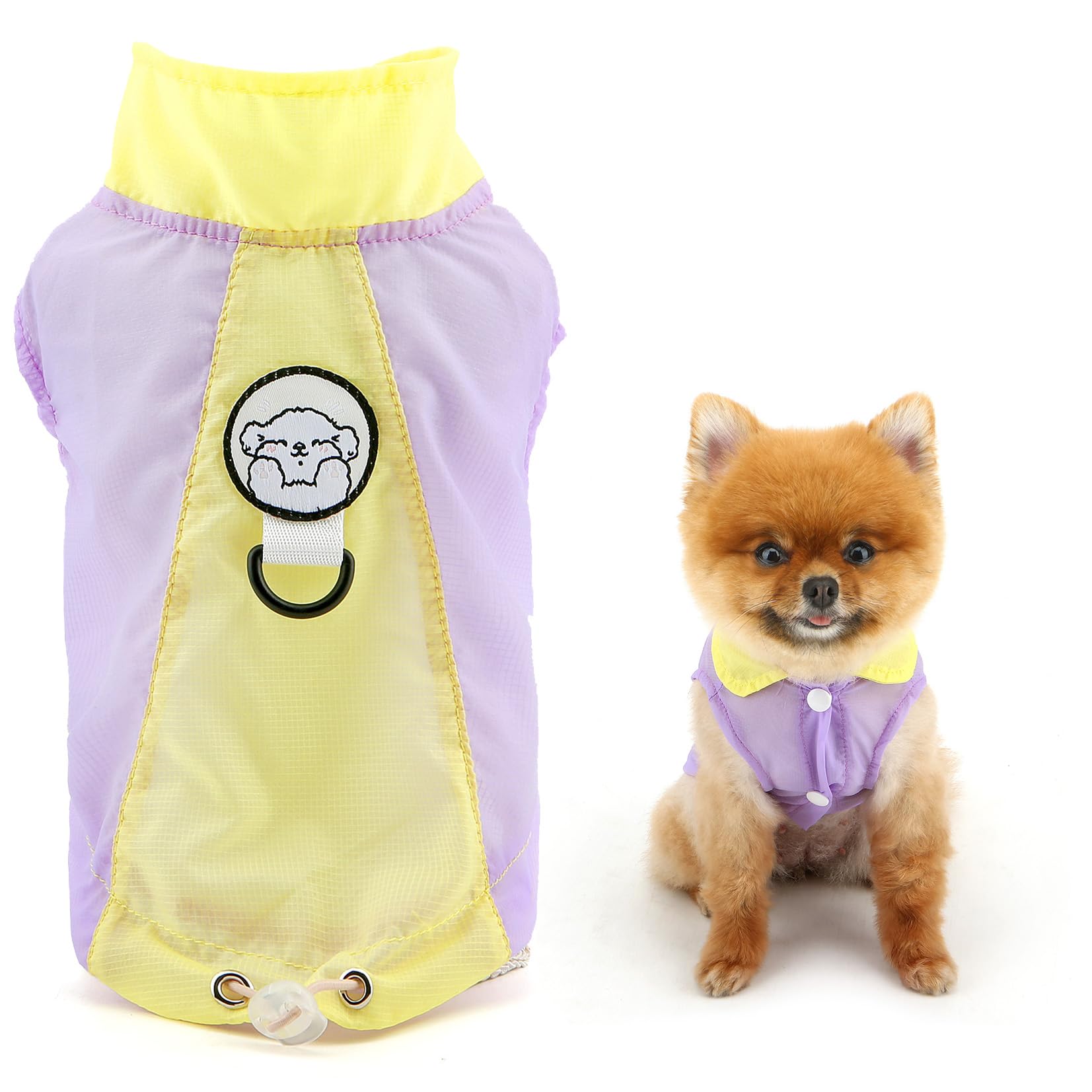 SMALLLEE_LUCKY_STORE Colorblock Dog T-Shirts for Extra Small and Small Dogs UV Protection Pet Tank Top with D-ring Stretchable Puppy Shirt Summer Vest Chihuahua Yorkie Cat Clothes, Purple, L