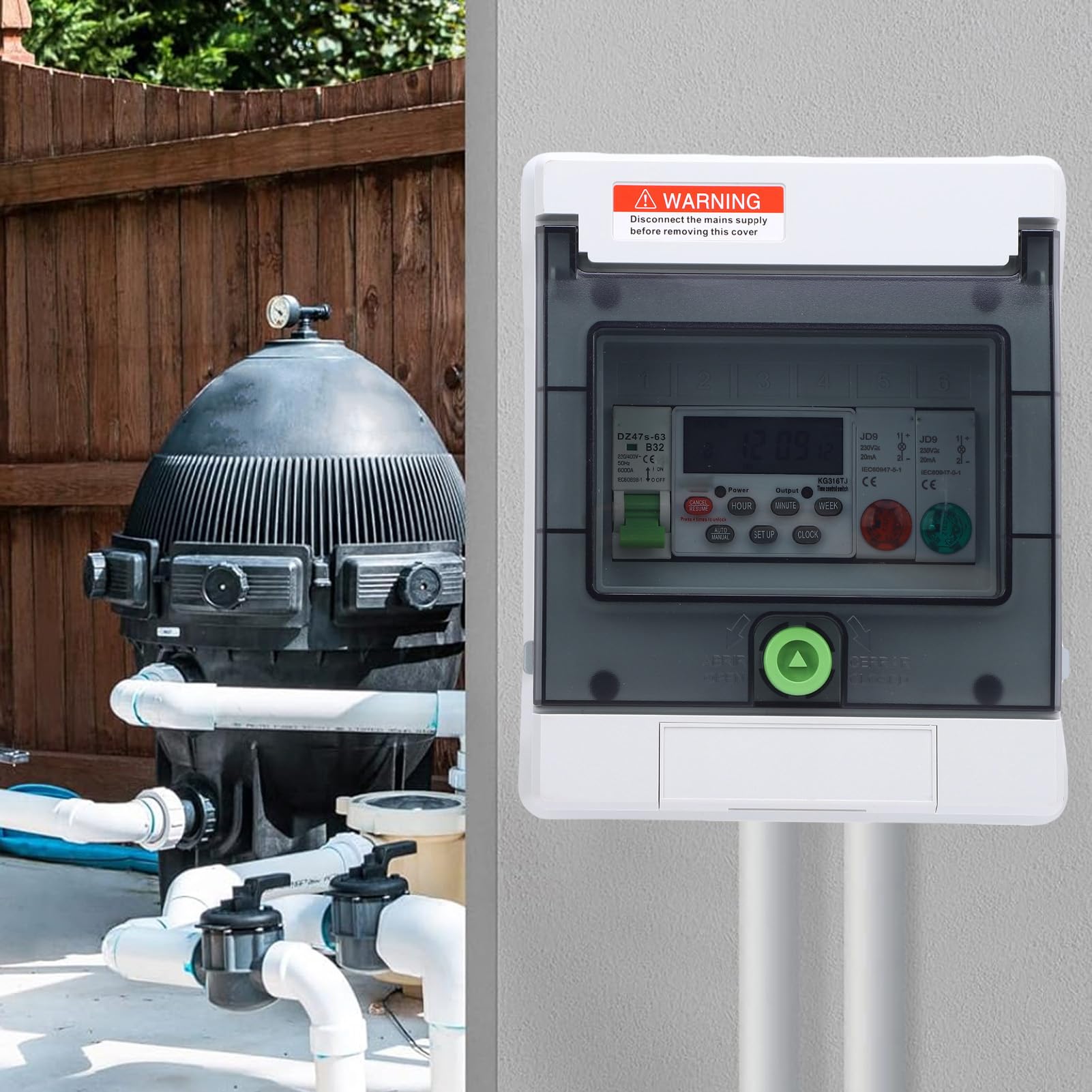 Wasserdichter Verteilerkasten für den Außenbereich, IP65 Staubdichter Elektrischer Zeitschaltuhr-Steuerschalter mit Programmierbarem Digitalen Timer für Straß