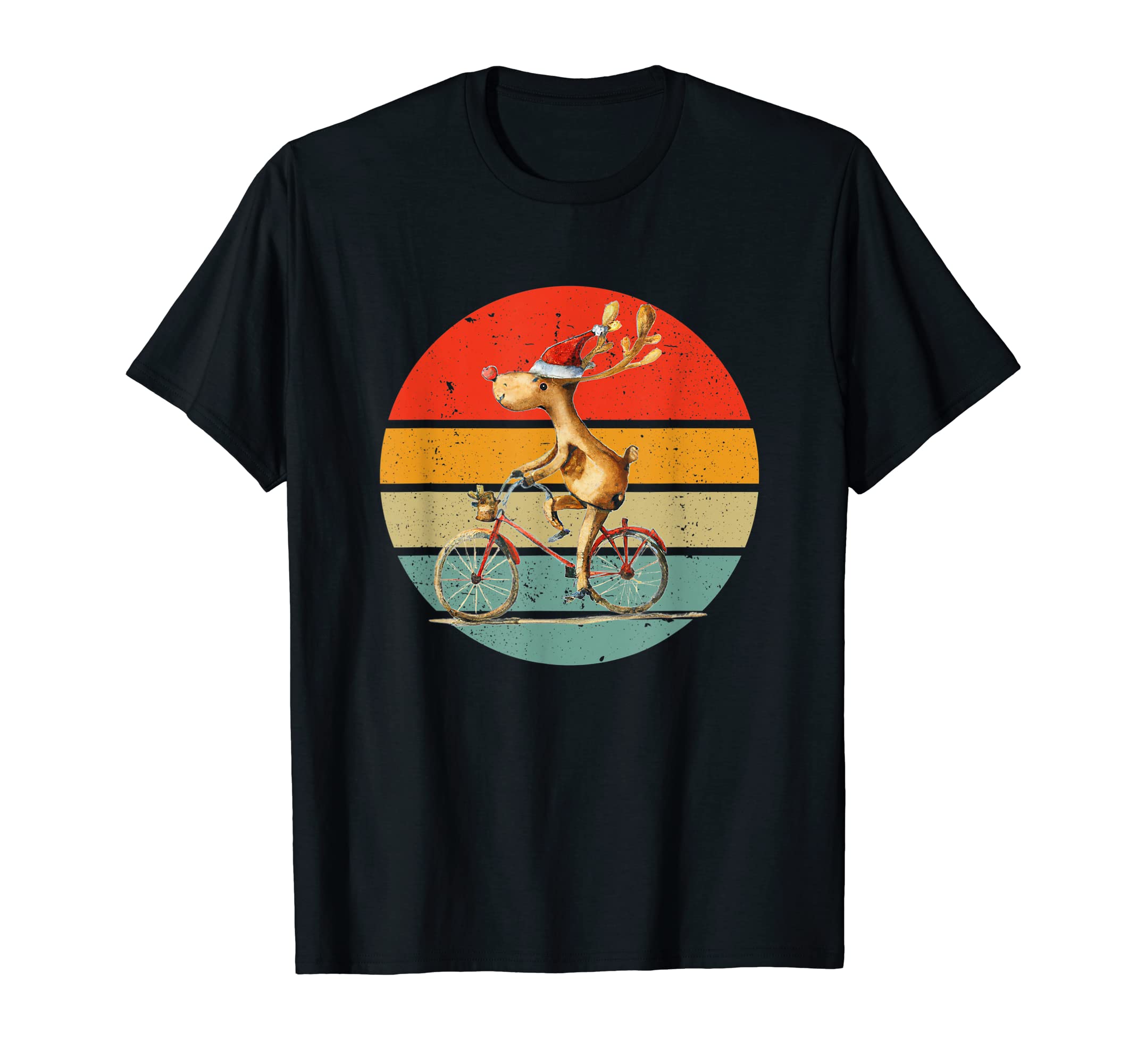 Christmas Reindeer Riding Bike-Fun Riding A Bicycle T-Shirt