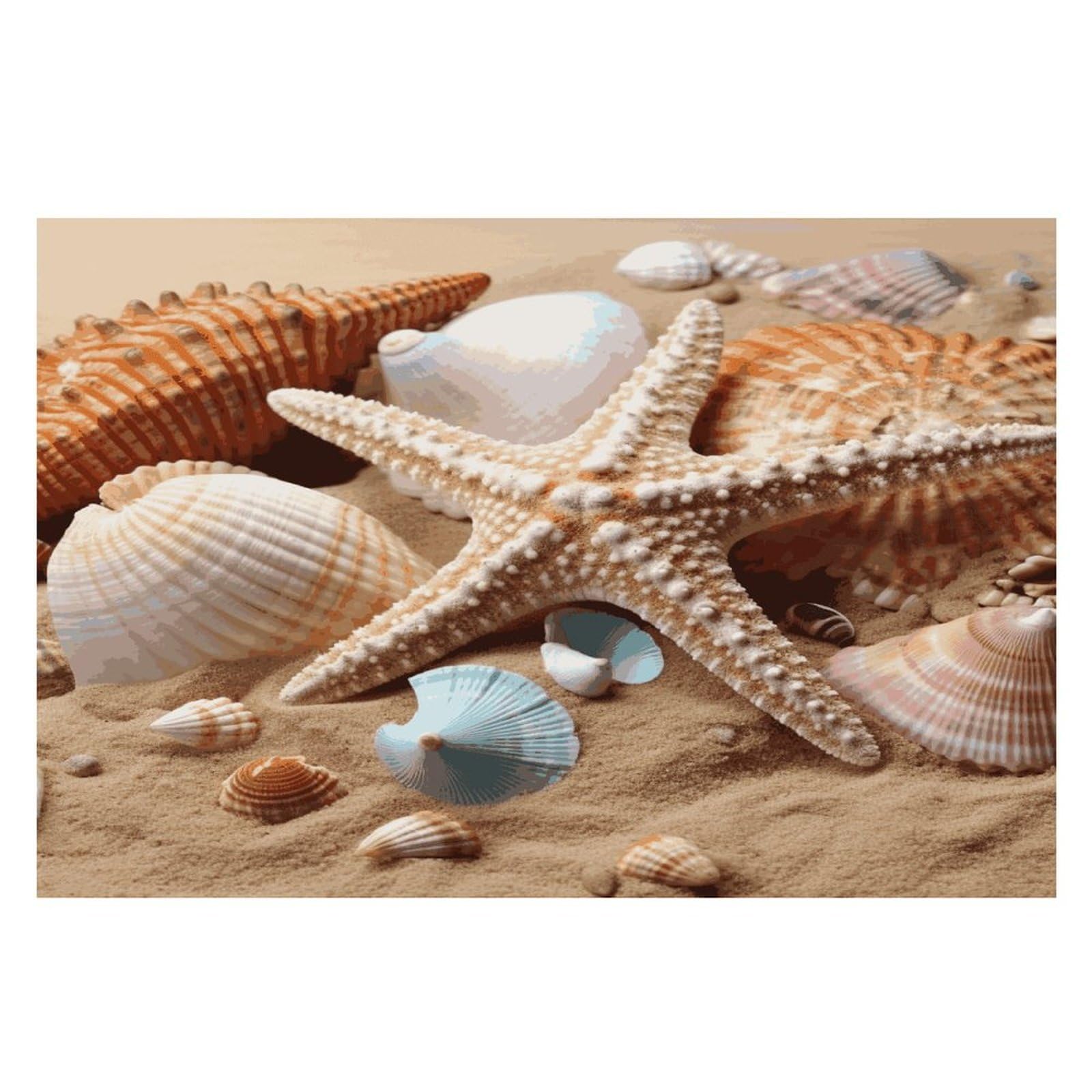 Seashells Starfish Placemats Wipeable Heat Resistant Table Mats Washable Flax Place Mats Elegant Cloth Non-Slip Placemat for Kitchen Dinning Party Table Decor 12 * 18 in