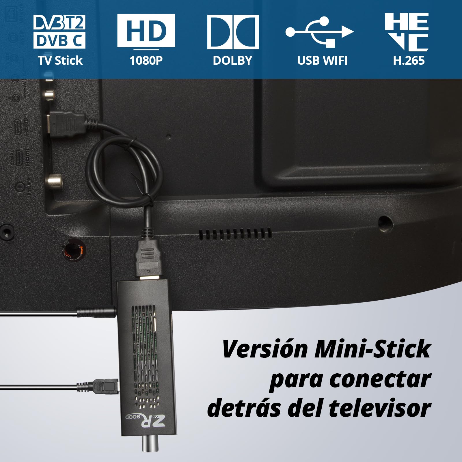 Decodificador TDT HD,Sintonizador TDT HD,Descodificador Digital para TV 2024,Decodificador DVB-T2,HD 1080P H265 HEVC Principal 10 bit,Soporta ETHERNET/USB WiFi/Proyector/PVR/Funciones Multimedia
