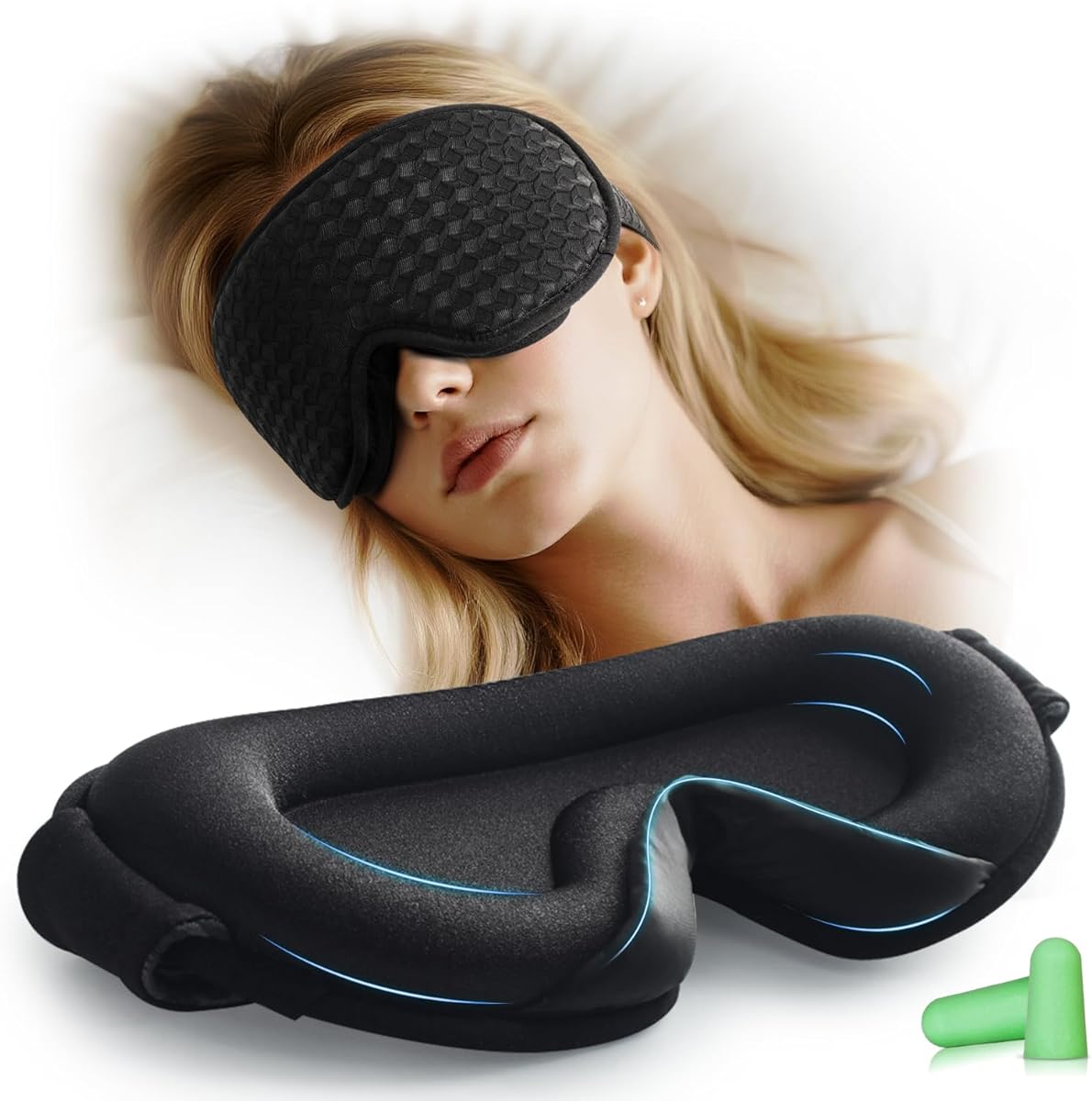 Aosun 3D Sleeping Mask for Side Sleepers, 2025 Upgrade Eye Mask for Men and Women, 100% Light Blocking & Breathable, Sleeping Mask with Adjustable Elastic Band & Earplugs, Travel, Office, Yoga : Amazon.de