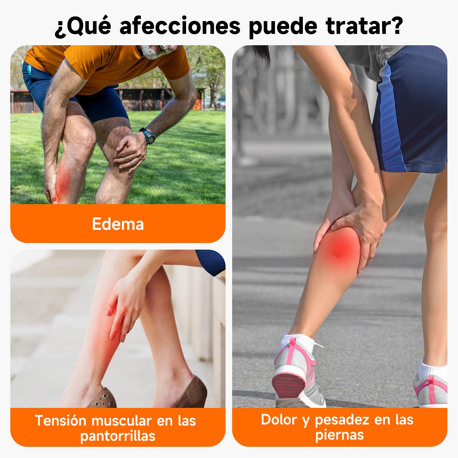 Masajeador de Piernas con CalefaccióN y CompresióN de Aire | Masajeador InaláMbrico para Pantorrillas, Masajeador de pies 3 Modos | 3 Intensidades | Recargable | Tamaño Ajustable