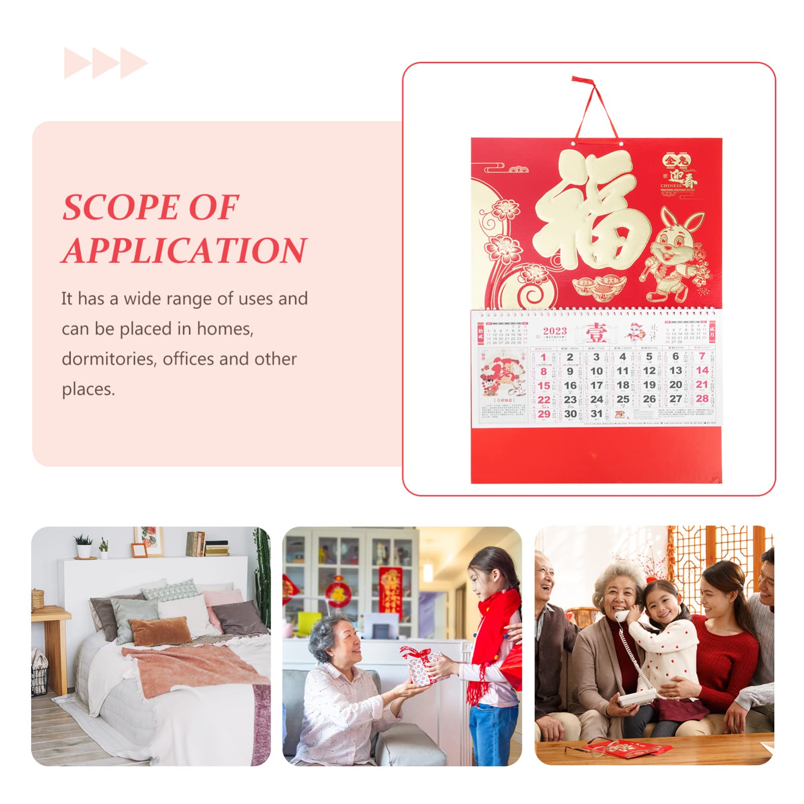 STOBOK 4stücke Chinesischer Wandkalender Monatskalender Für Zuhause Büro Und Dekoration Traditioneller Kalender Mit Monddaten Hochwertige Verarbeitung Zum Aufhängen