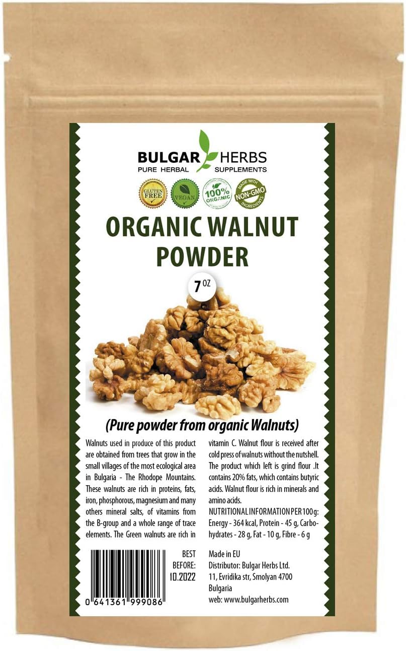 Organic Walnut Powder - Pure and 100% powder from organic Walnuts - 7 Oz.