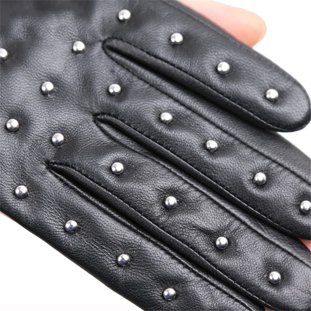 Rivetti Guanti in pelle da donna Fodera sottile e calda Guanti invernali da donna Guanti da moto da guida Black Xl