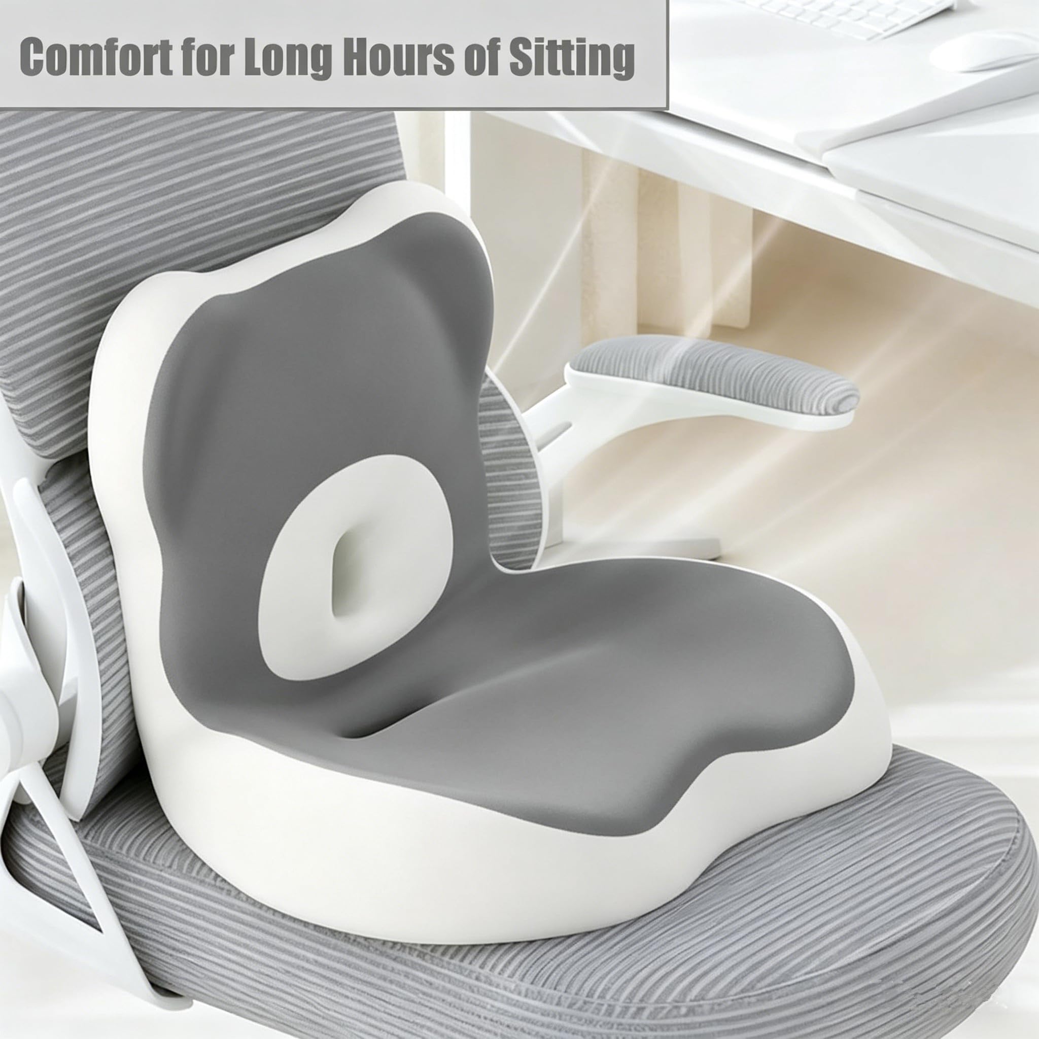 Cojín ortopédico con Respaldo,Cojín ergonómico Grande de Espuma viscoelástica,Cómodo cojín de coxis para el hogar,Auto,Silla de Ruedas y sillas de Oficina