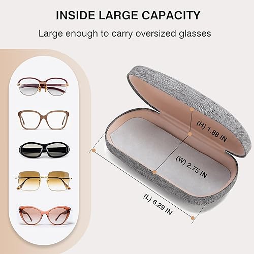 Miniatura 3 de Marvolia Estuche rígido para lentes de sol, funda protectora de tela de lino para gafas de sol para hombres y mujeres