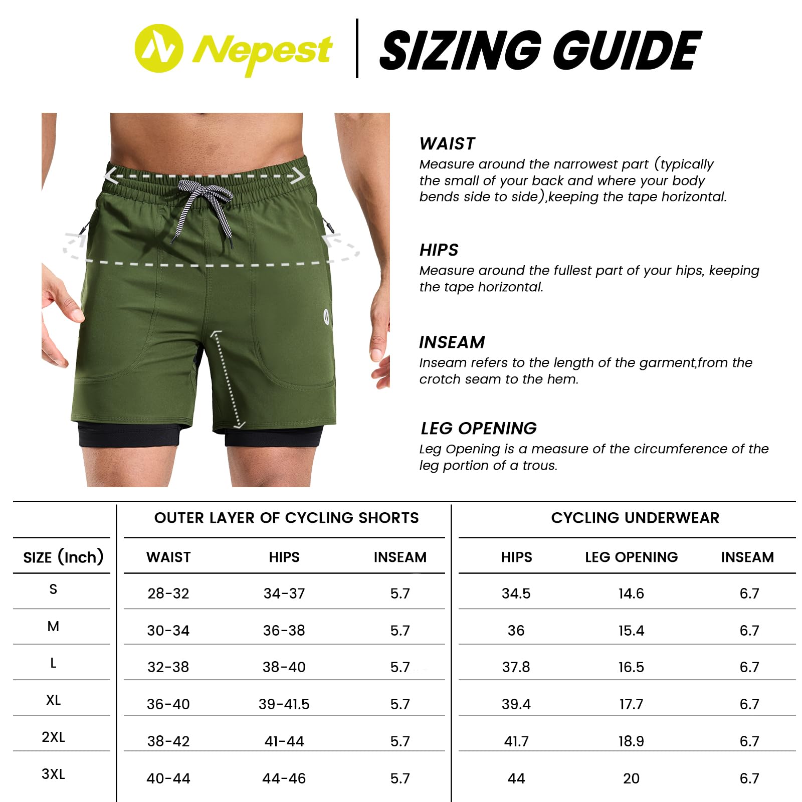 Nepest Pantaloncini da mountain bike da uomo con imbottitura in gel 4D e tasche con cerniera