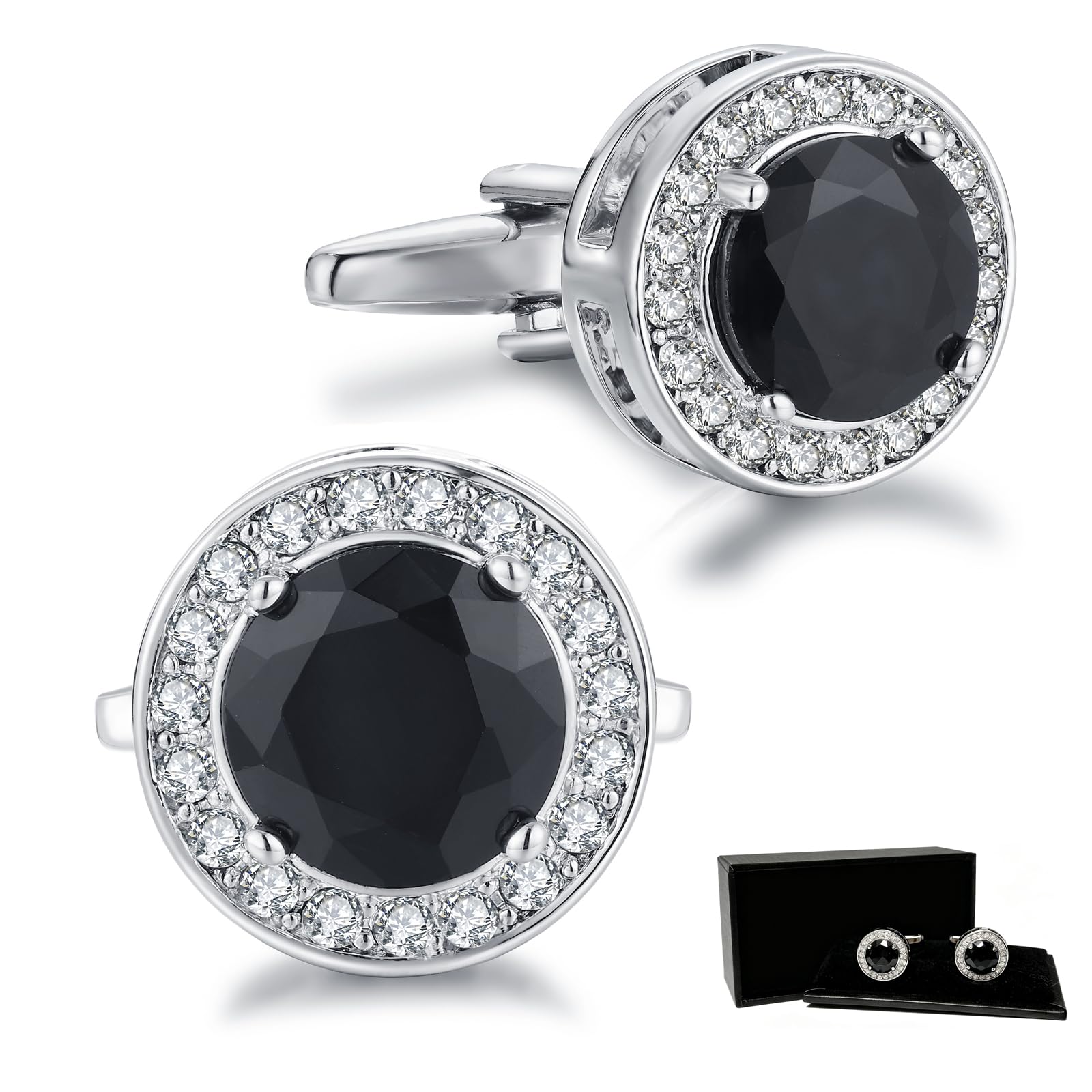 Crystal Cufflinks for Men CZ Cuff Links Sparkle Diamond Gold Ornate Cufflinks for Wedding Groom Best Man