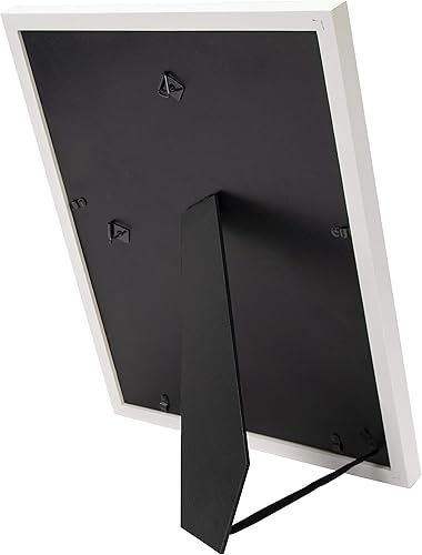 Miniatura 3 de Marco de fotos blanco de madera real de 11 x 14 pulgadas + vidrio real (colgadosoporte) con mate para fotos de 8 x 10 pulgadas o 9 x 12 pulgadas