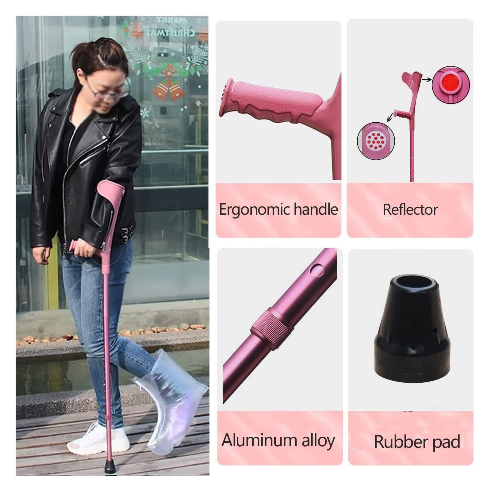 1 par de Muletas Plegables de Aluminio para Antebrazo, Muletas Ergonómicas con Mango Cómodo, Bastón Ligero para Caminar (Color : Blue)