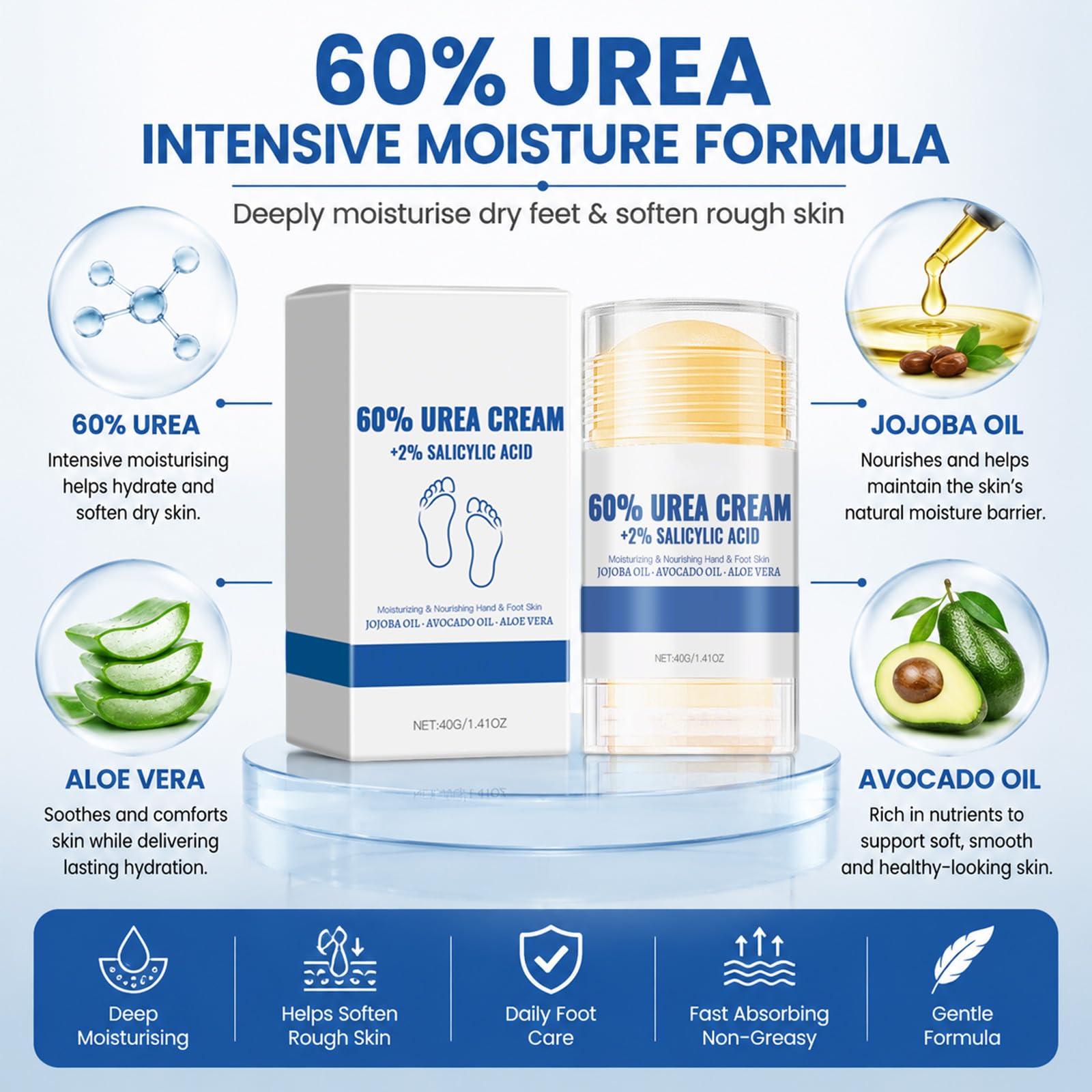 60% ige Urea-Fußcreme, feuchtigkeitsspendende Fersenpflege (6pcs)