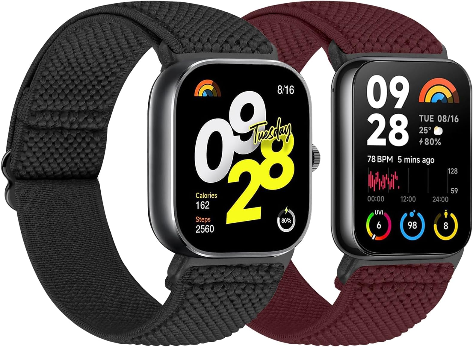 Bands Compatible with Redmi Watch 4 /Xiaomi Mi Smart Band 8 Pro/Xiaomi Smart Band 9 Pro Replacement Strap for Women Men, 2 Pack