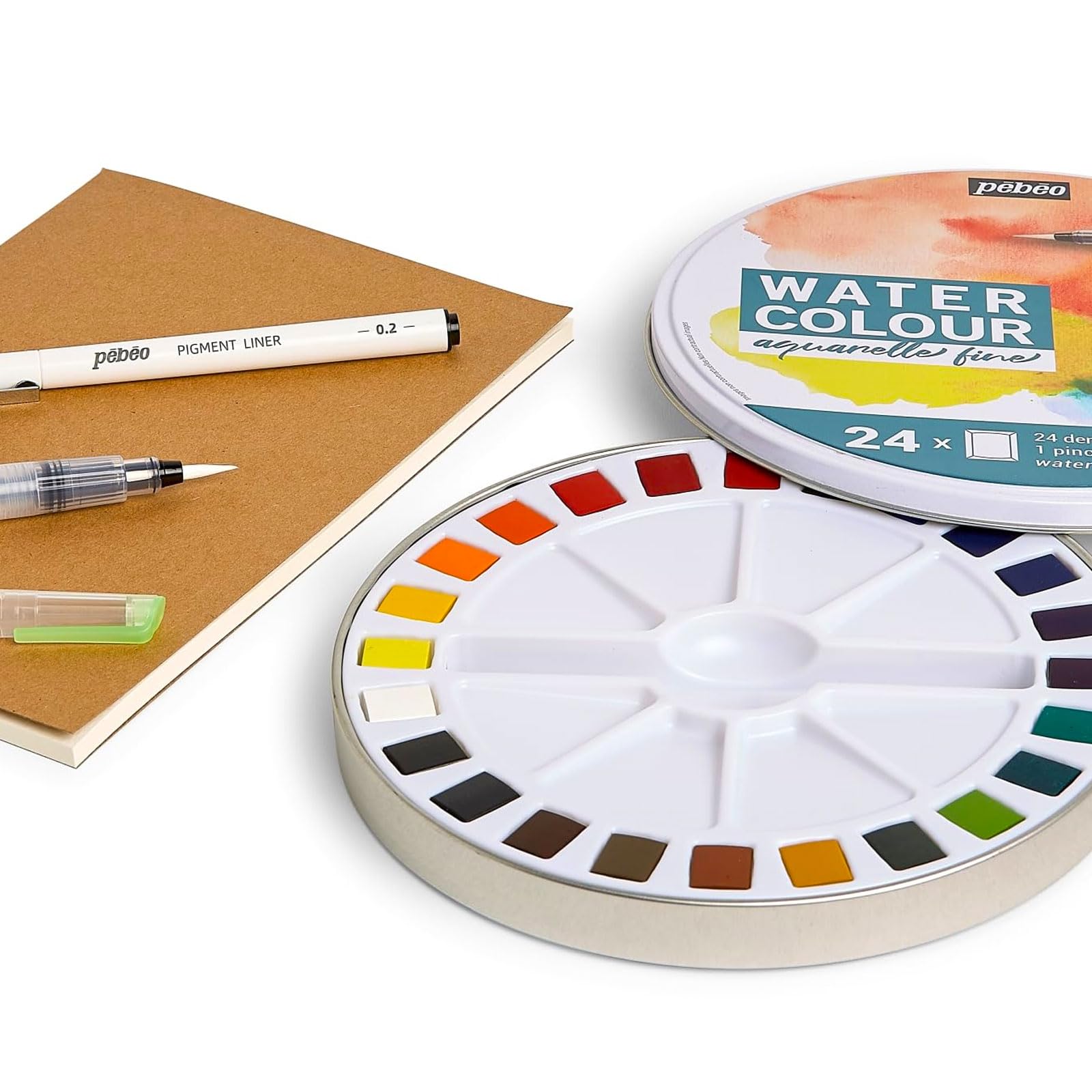 WATERCOLOR – 24 Half Pans Accesories Watercolour Notebook – Pébéo