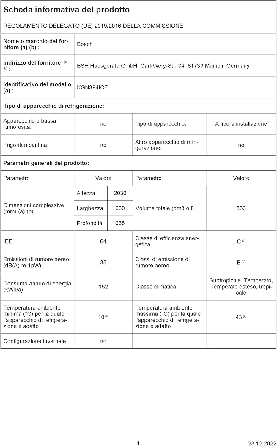 Bosch Elettrodomestici, Serie 2, Frigo-congelatore combinato da libero posizionamento, 186 x 60 cm, Inox look, KGN36NLEA [Classe di efficienza energetica E]