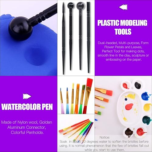 Miniatura 4 de Swpeet 24 piezas de herramientas de escultura de arcilla para modelar, cepillo de pintura, herramientas de cerámica de diseño de doble extremo,