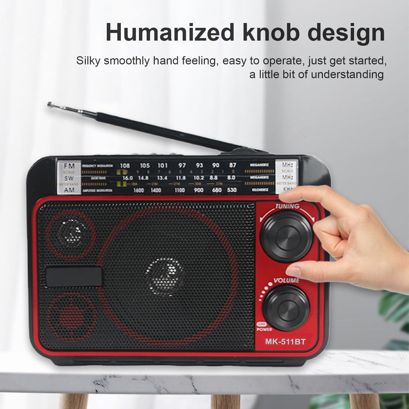 Radio multibanda con batería Recargable y batería para Personas Mayores, una Radio Am FM portátil con Bluetooth y Perilla de sintonización Grande para una selección