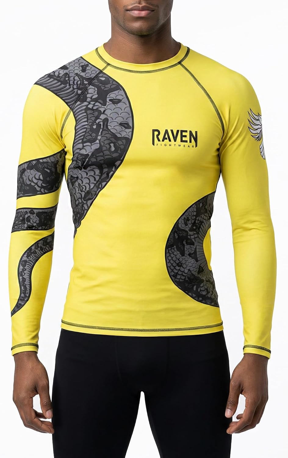 Raven Fightwear Men's Constrictor Black IBJJF Approved Rash Guard