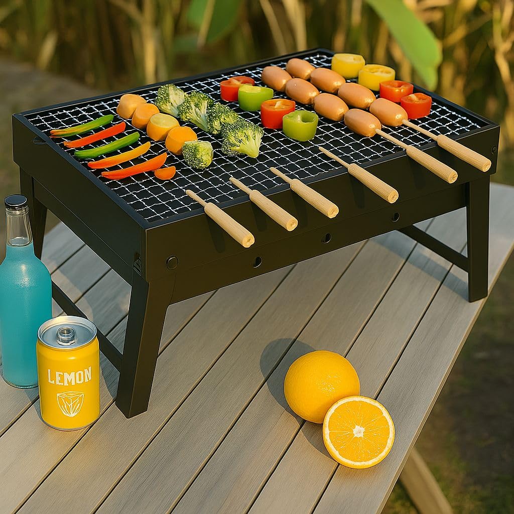 Poinçon à Charbon De Bois Pour Barbecue Milageto - Long Manche 28,5 Cm, Acier Inoxydable, Portable