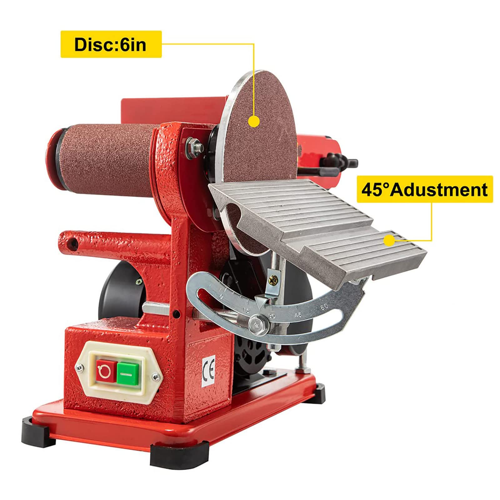 Lijadora Combinada De Disco, Lijadora Eléctrica De Banda Ajustable De 350 W, Puede Lograr Un Pulido De Precisión De 180 Grados Para Bricolaje, Carpintería, Metal, Madera, Desoxidación, Pelado, Pintura