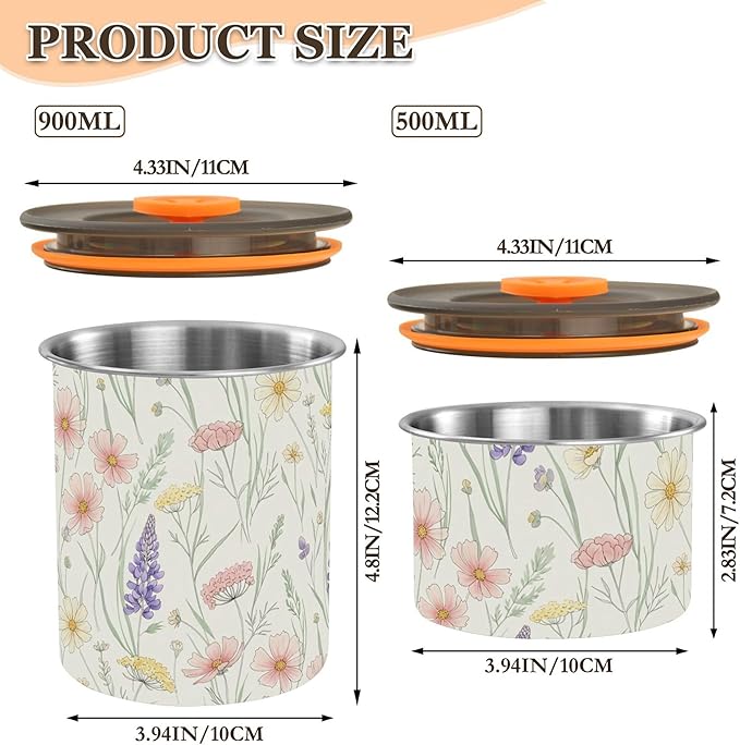 Elegant Flowers Coffee Canister Storage 30oz Airtight Food miniatura 3