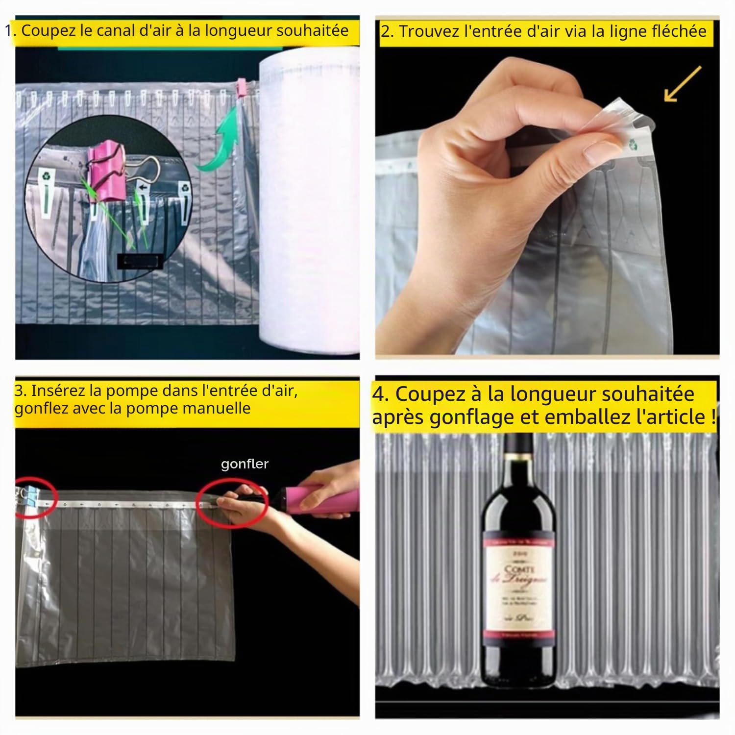 Grand rouleau de papier bulle gonflable pour coussin d'emballage - 400 mm x 50 m - Colonne d'air - Rouleau à bulles pour usage intensif - Fournitures d'expédition pour magasin en ligne, colis de