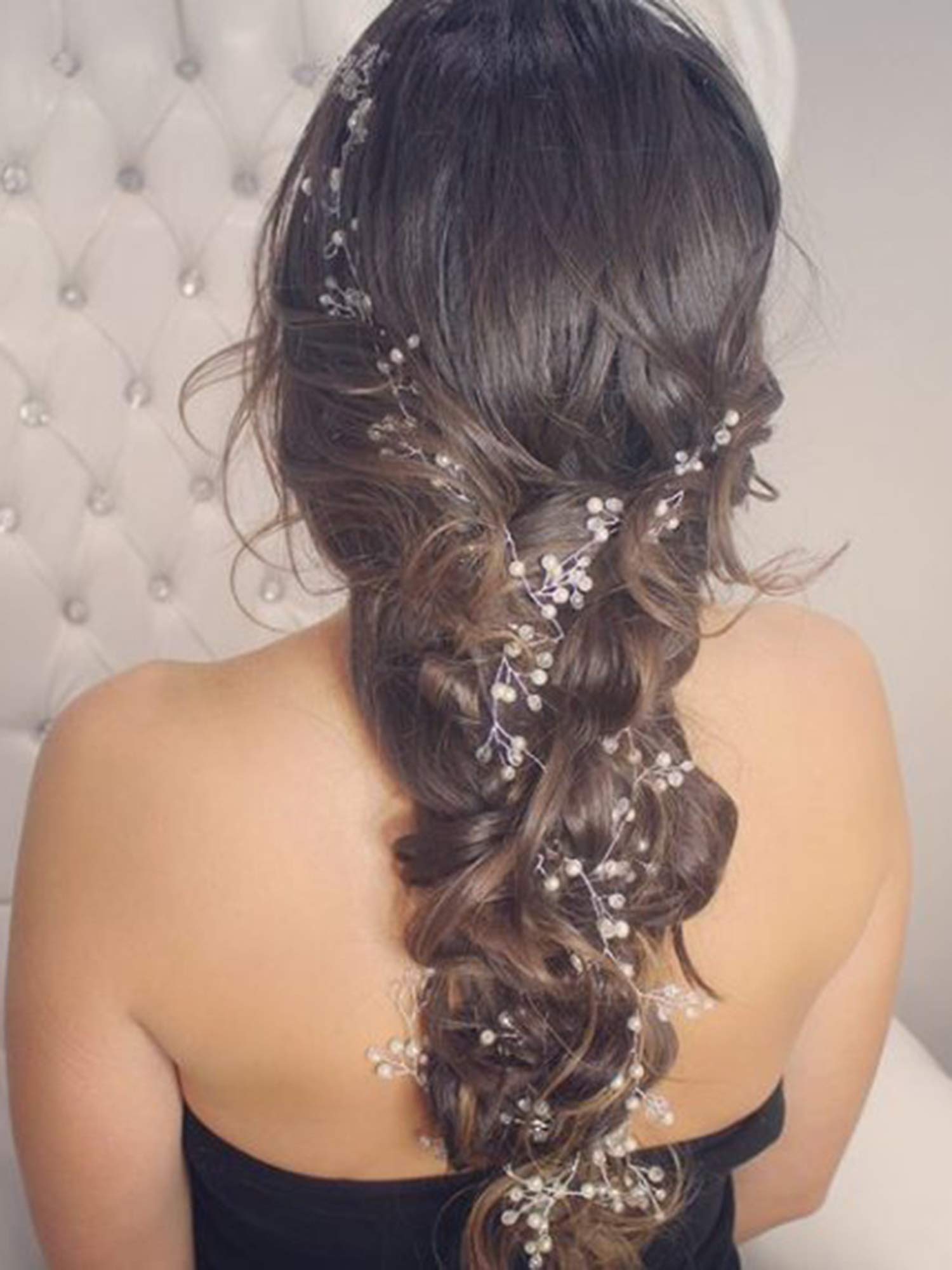 FXmimior Bridal Wedding Crystals Love Long Hair Vine Headband Wedding Evening FXmimior Bridal Wedding Crystals Love Hair Vine Headband  main image 2