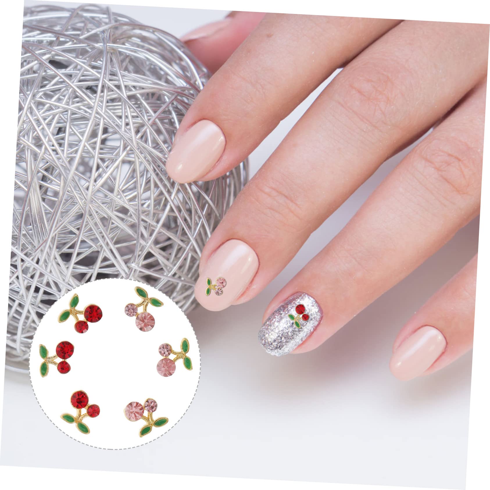 Healeved 144pièces Décorations Cerise Charms Nail Art Accessoires Manucure Pour Et Événements Festifs