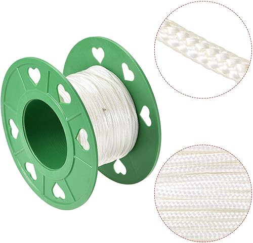 Miniatura 7 de uxcell Cuerda de arranque de retroceso, 0.177 in, 316 pulgadas de diámetro, 98.4 ft, 98 pies, cable de tracción de poliéster, blanco y rojo para