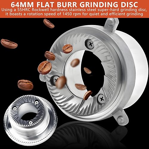 Miniatura 5 de Molinillo de fresas planas de café eléctrico de 360 W, ajuste preciso de 19, para expresogoteocerveza fríaprensa francesa, color negro