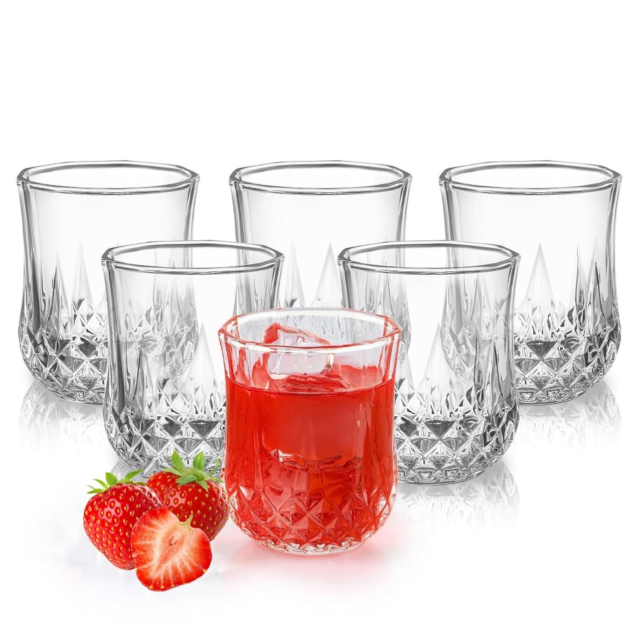 280ml Italian Premium Juice Glasses and Transparent Water Glass Medium Size Tumbler Glasses for Drinking Water and Cocktails, Diamond Design Glass Water Glass Set of 6 (Lining, Set of 6)