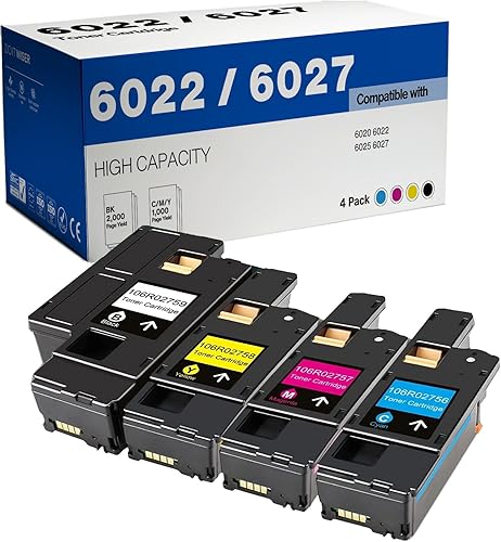 Do it Wiser Cartucho de tóner remanufacturado de repuesto para Xerox WorkCentre 6027 6025, Phaser 6022 6020 (1 negro 106R02759, 1 cian 106R02756, 1
