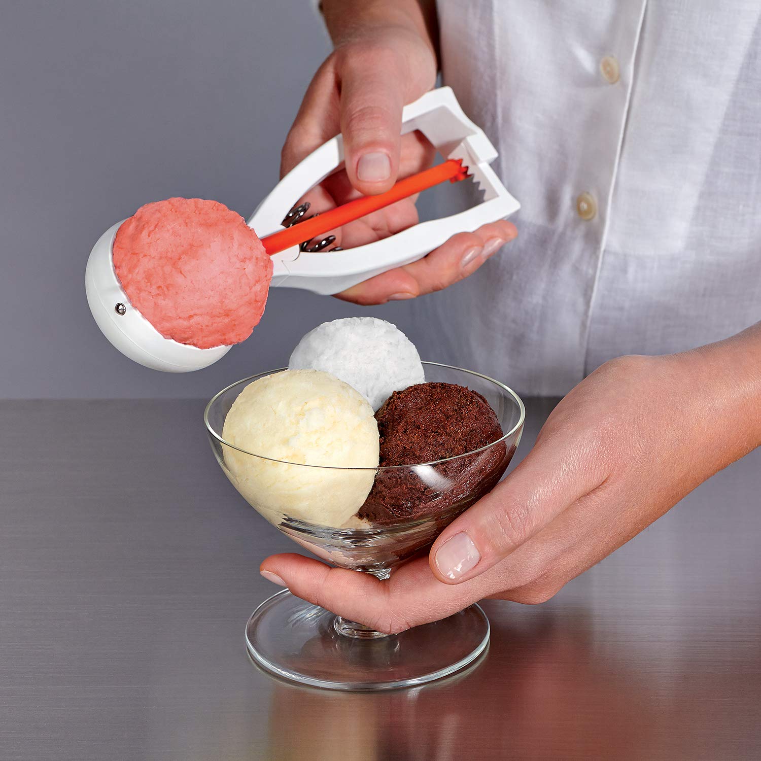 PIAZZA Porzionatore per Gelato in Nylon 1/30 Litri Astina Bianca