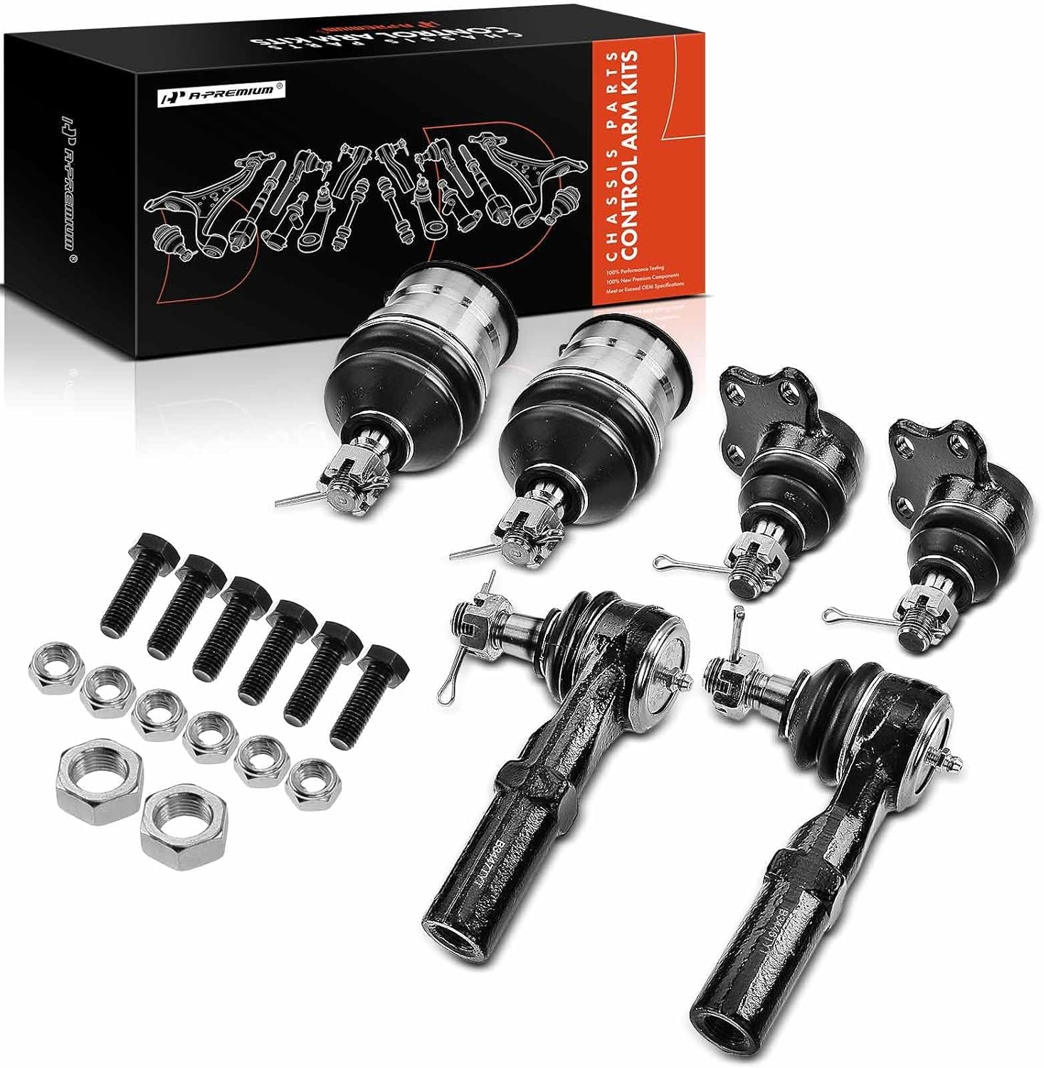 A-Premium Set of 6, Front Upper & Lower Ball Joint, Outer Tie Rod End, Compatible with Dodge Durango 1998-1999, Dakota 1997-1999