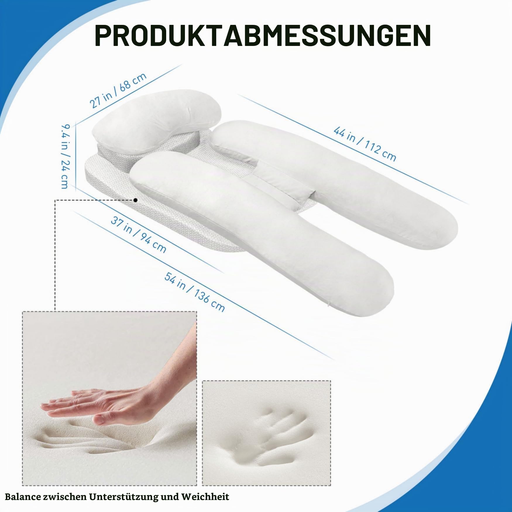 Seitenschläferkissen zur Schmerzlinderung der Schultern, Lagerungskissen für Erwachsene Seitenschläfer, H-förmiges ergonomisches Kissen für GERD, Nacken und Rückenstütze, Waschbarer Bezug (Weiß)