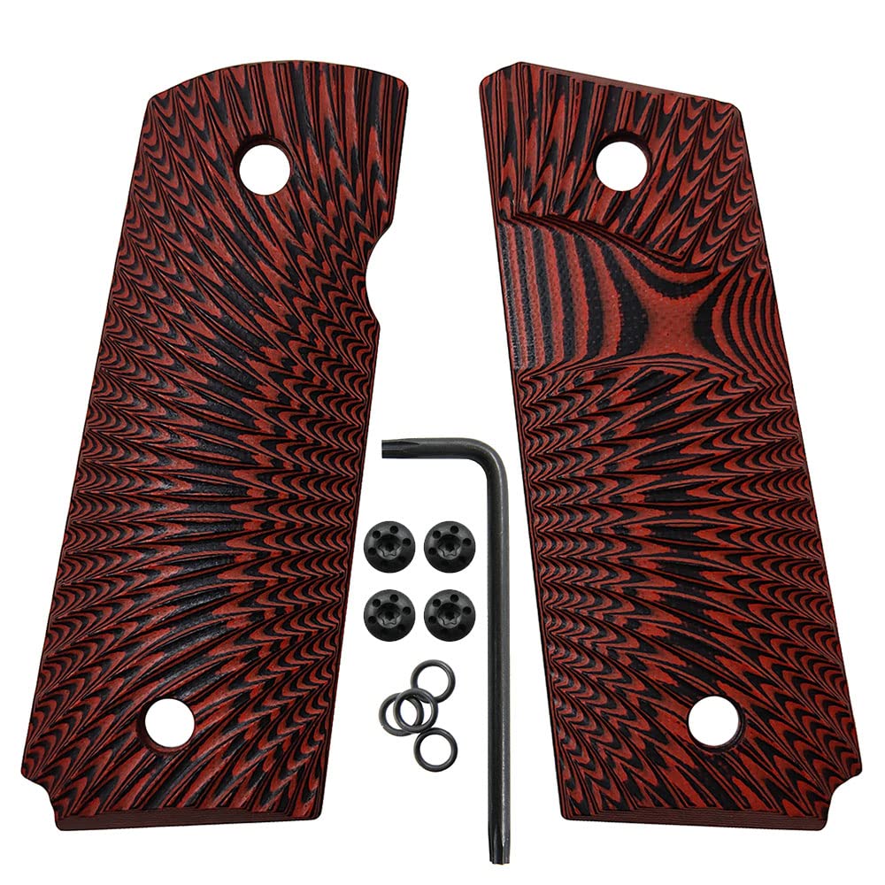 Cool Hand 1911 G10 Grips, Compact/Officer, Black Gun Grips Screws Included, Big Scoop, 3/16