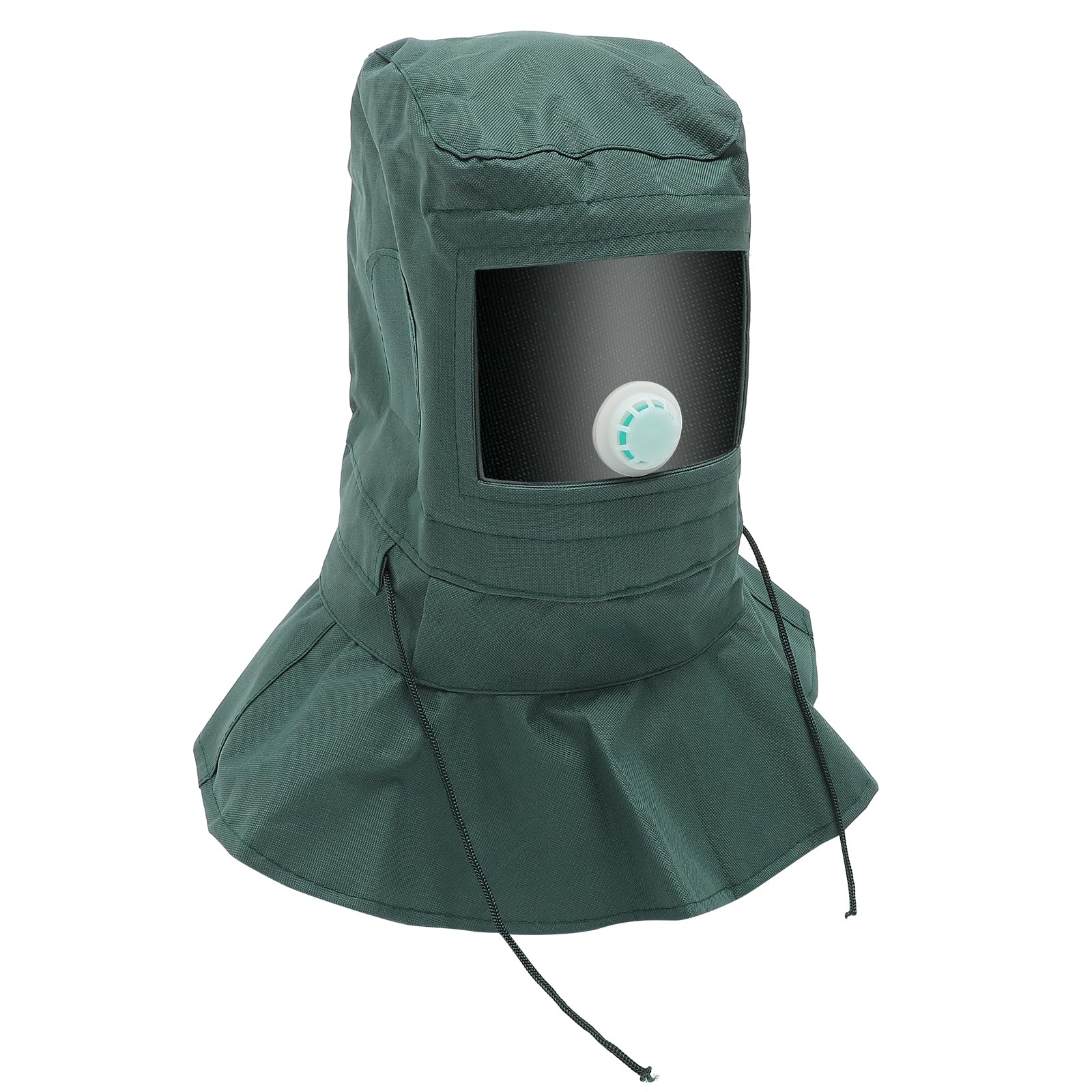 Capuche de protection sablage en tissu Oxford vert et écran PC léger