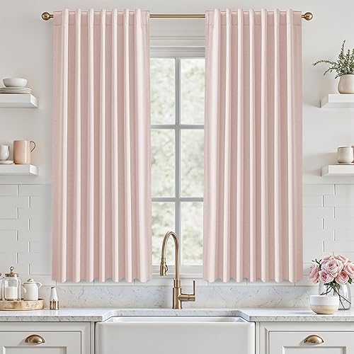 Miniatura 98 de UHITECH - Cortinas opacas de 84 pulgadas de largo, juego de 2 paneles de lino natural, 100% opacas, cortinas negras para dormitorio, sala de estar,