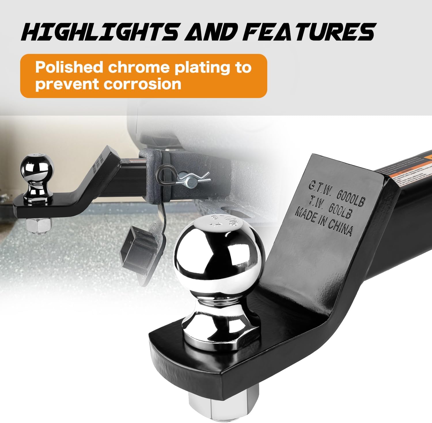 Donext Hitch Tightener Anti Rattle Stabilizer for 1.25" to 2" and Trailer Hitch Mount with 2-Inch Ball & Pin